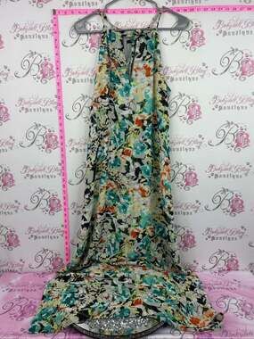 Mexx dress long Floral Halter Maxi Dress in Teal, Orange & Black